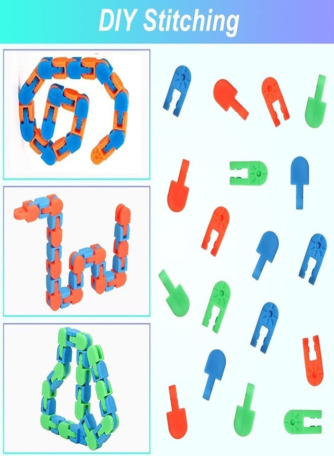 PULSBERY ألعاب بولسبري 24 وصلة مسارات غريبة، ألعاب حسية للأصابع، ألغاز ثعبان، ألعاب سلسلة لتخفيف التوتر (ألعاب مكعبات بناء للأطفال) (متعددة الألوان) (عبوة من 9 قطع) - Image 5